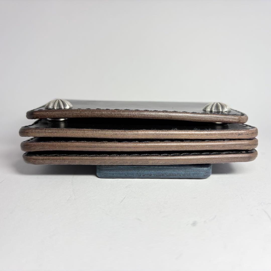 ショートトラッカーウォレット シルバー925 エクセラ姫路レザー　茶心ブラック