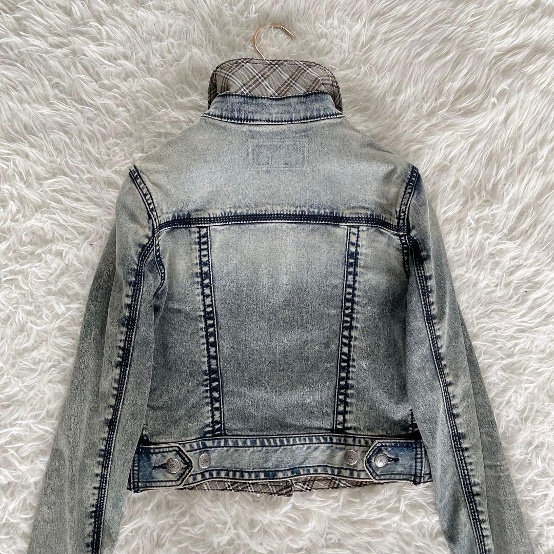 希少✨【バーバリーブルーレーベル】ホースロゴ刺繍デニムジャケット ノバチェック