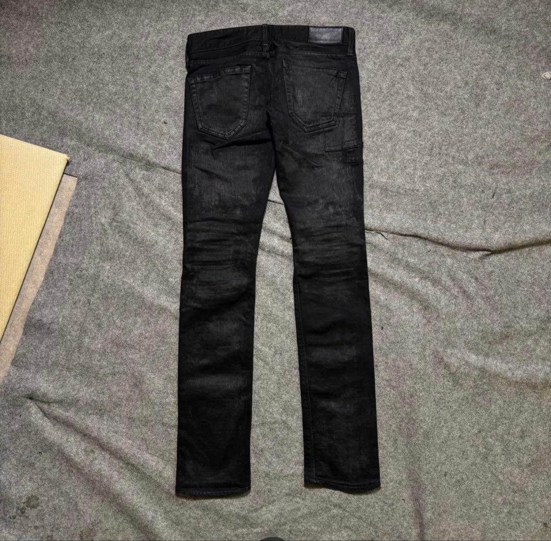 vanquish コーディング　レザー　デニム　ダメージ加工　スキニー　ブラック