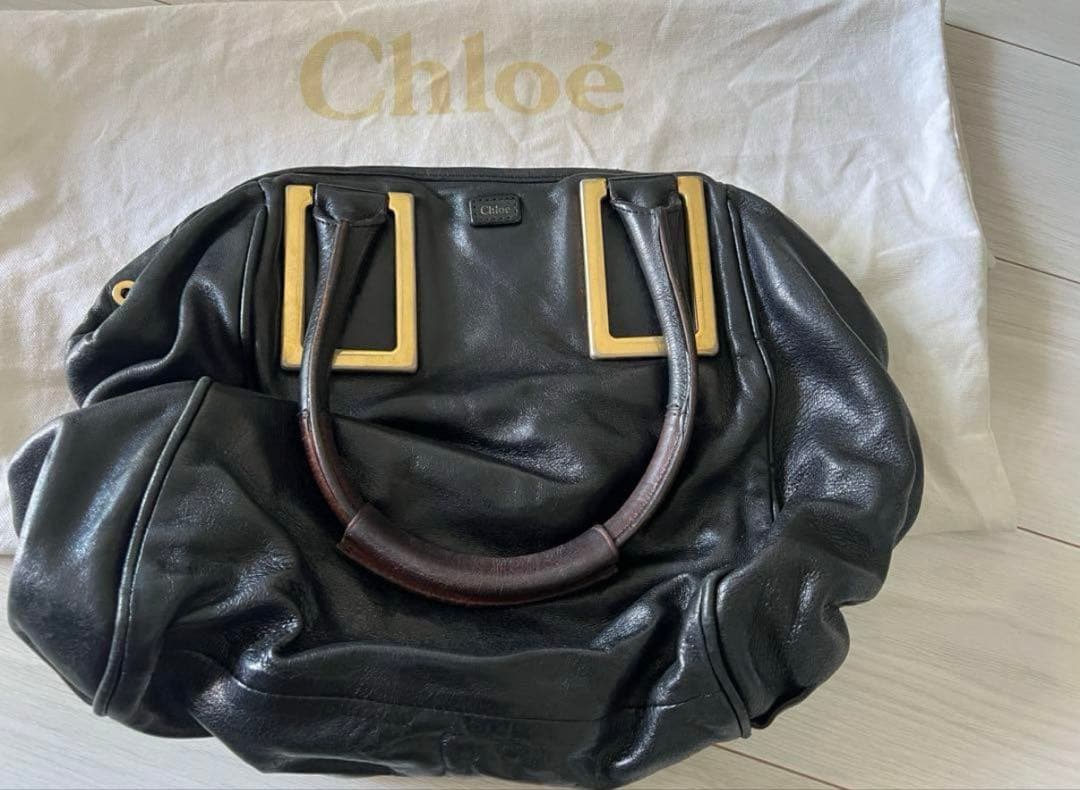 Chloé 黒 エテル　レザー ハンドバッグ 保存袋付き