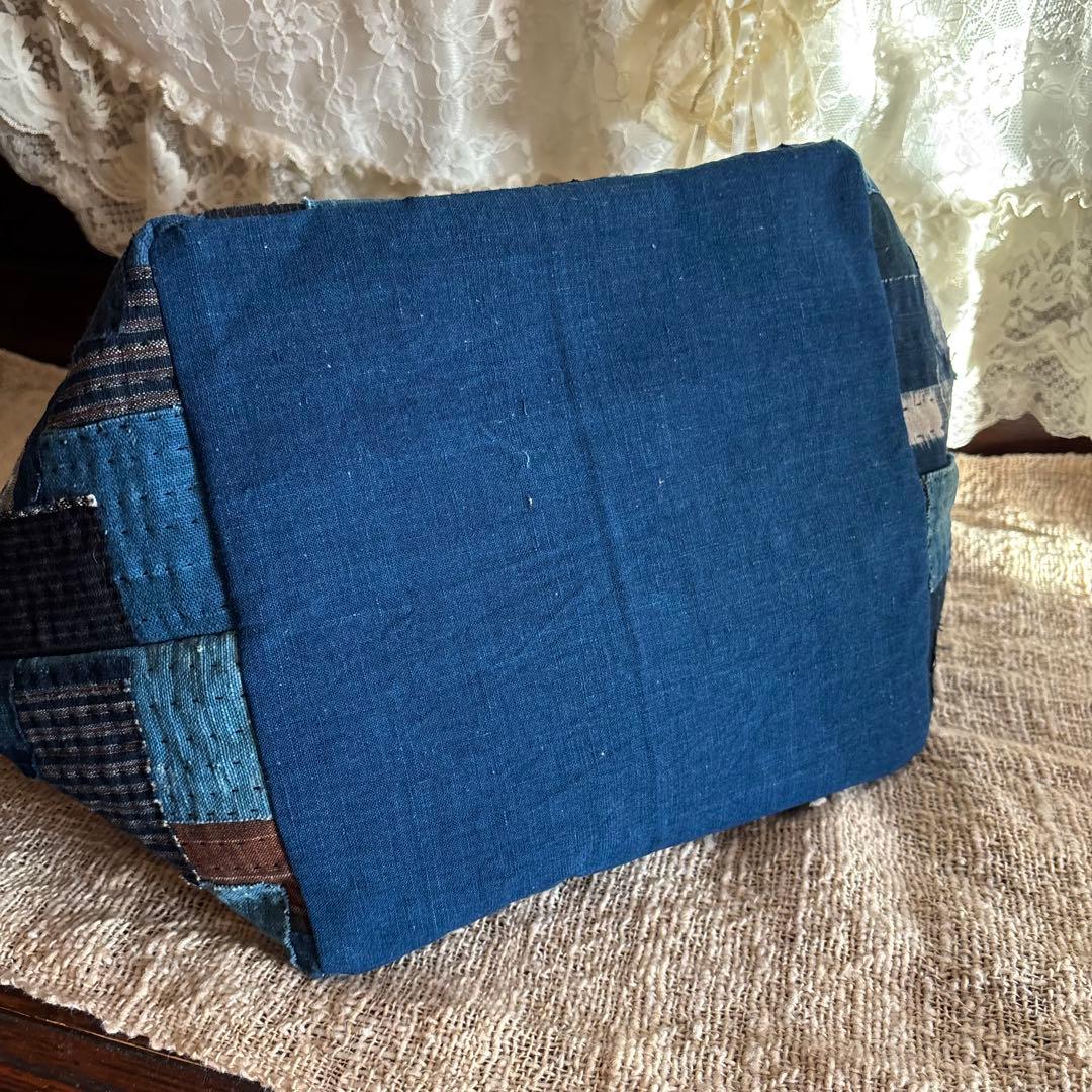 藍染　古布リメイク　ハンドメイド　刺し子　トートバッグ