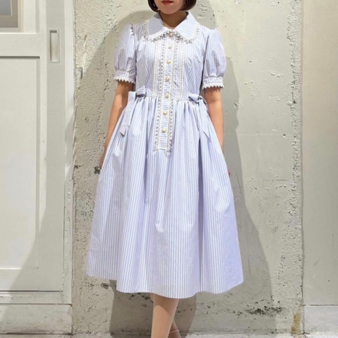 【極美品】MILK ムーンライトドレス ワンピース ミルク サックスストライプ