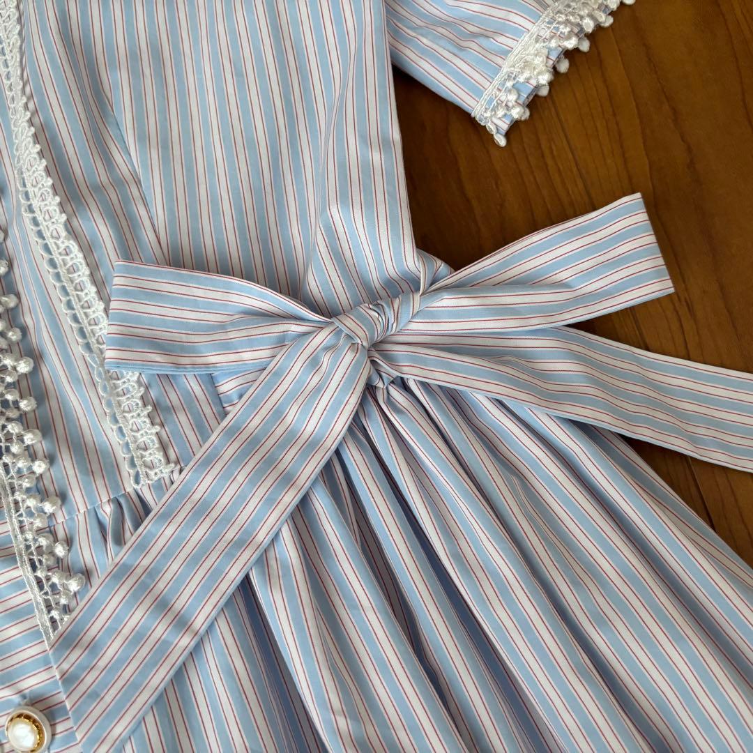 【極美品】MILK ムーンライトドレス ワンピース ミルク サックスストライプ