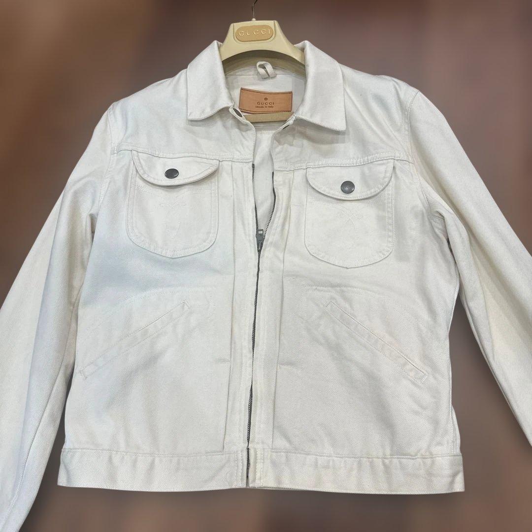 GUCCI ホワイト クロップドデニムジャケット