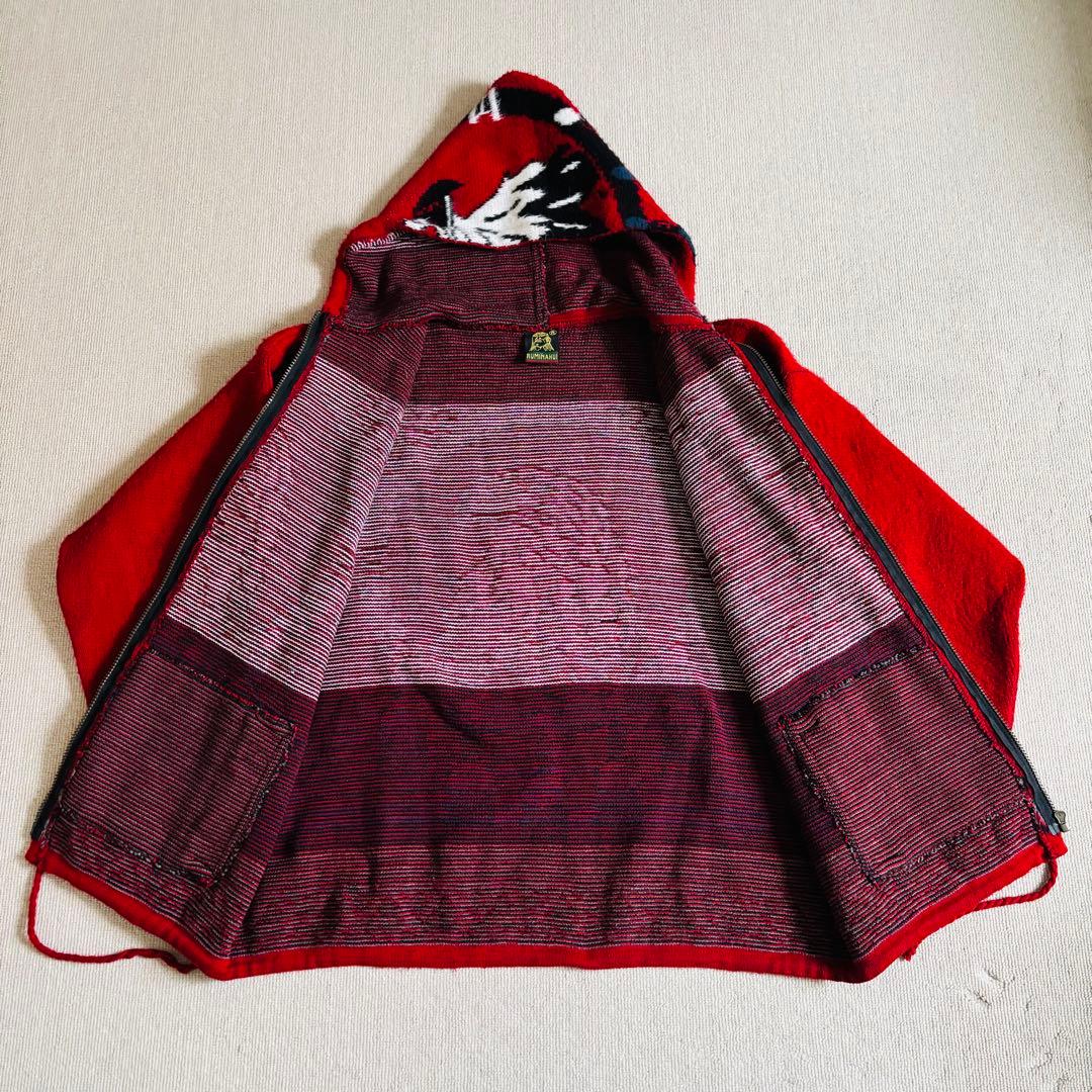 90s ヴィンテージ　エクアドルニット　ジップパーカー　総柄　イーグル　希少　L