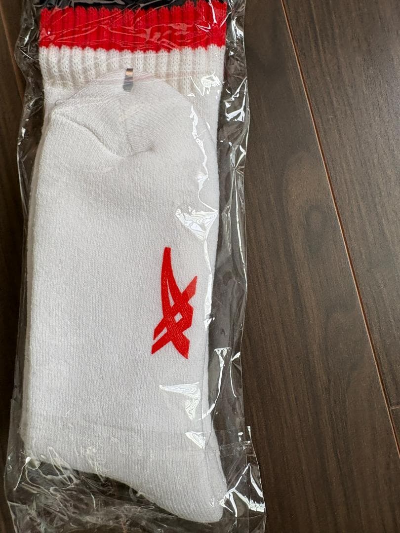 【新品】アシックス　ハイソックス　赤/紺ライン(26～28cm)