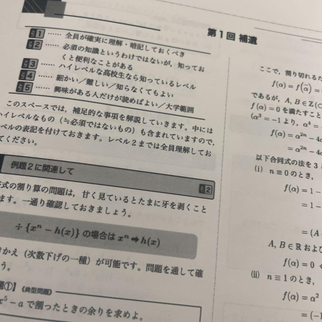 鉄緑会 数学実戦講座Ⅰ/Ⅱ 授業冊子 例題解答
