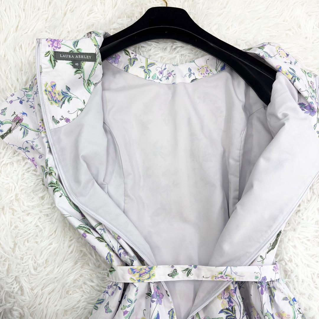 極美品　近年モデル　ローラアシュレイ　ロングワンピース　花柄　ウエストリボン　L