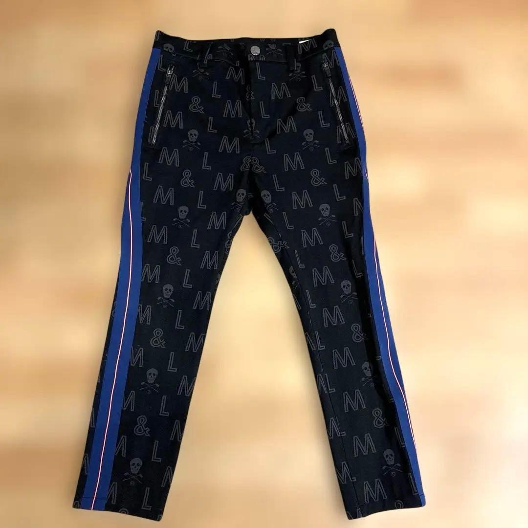 ◼️MARK&LONA◼️スカル柄ストレッチパンツ冬L黒