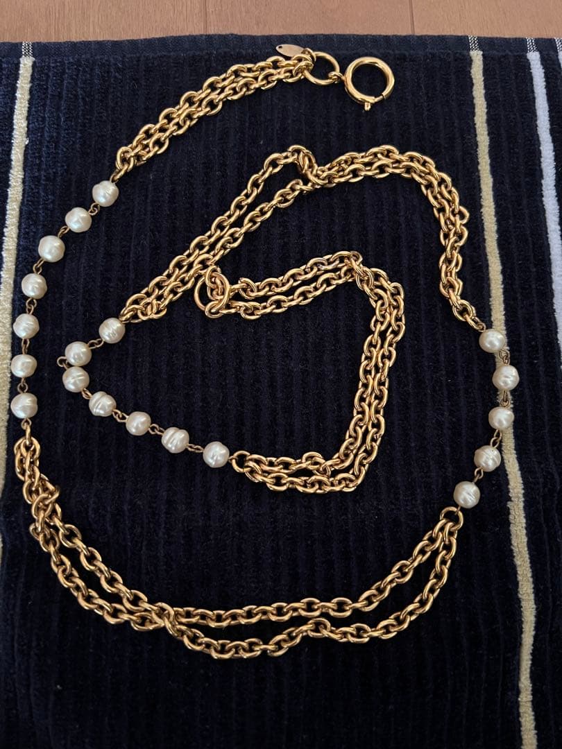 CHANEL シャネル Wサークル パール ロングネックレス ベルト