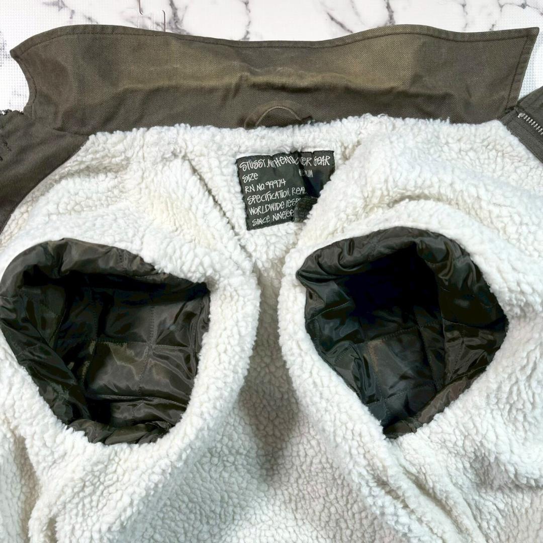 ✨00s✨Stüssy ミリタリー 裏地 ボア ジャケット M カーキ メンズ