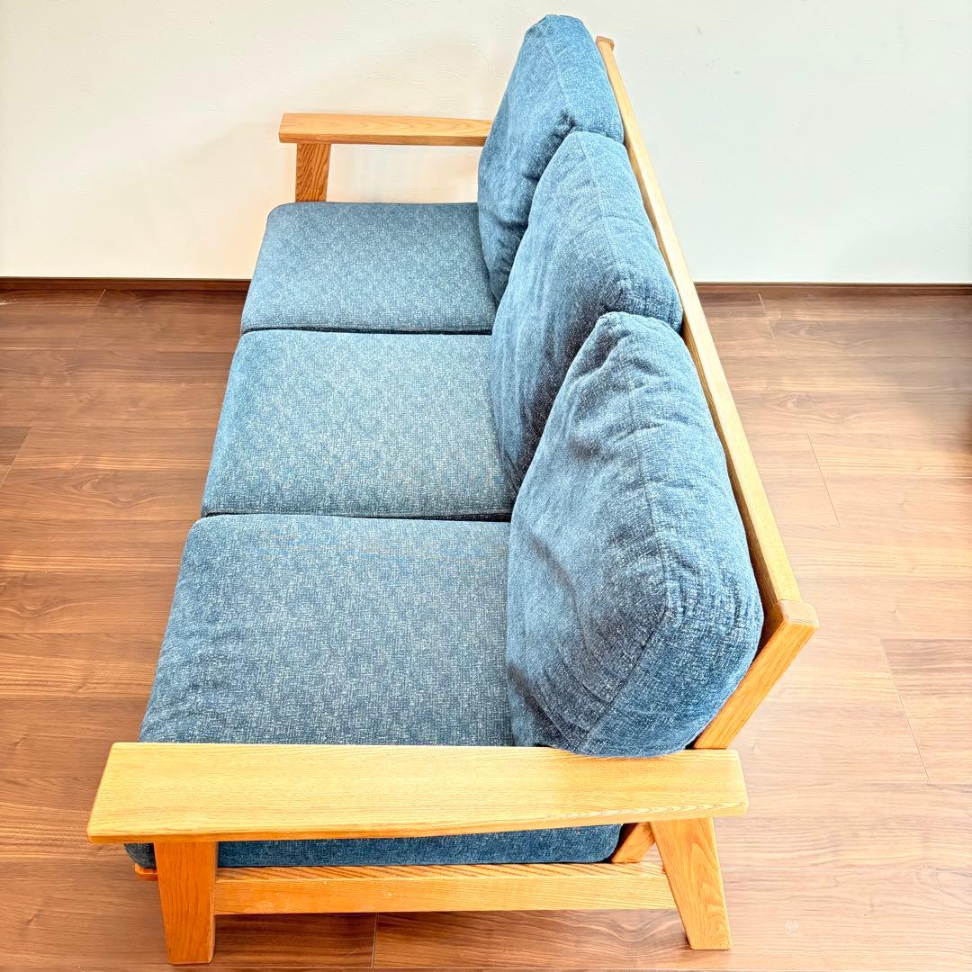 金杉家具 3人掛けソファ Mondo モンド 木製フレーム 北欧風 デニムカラー