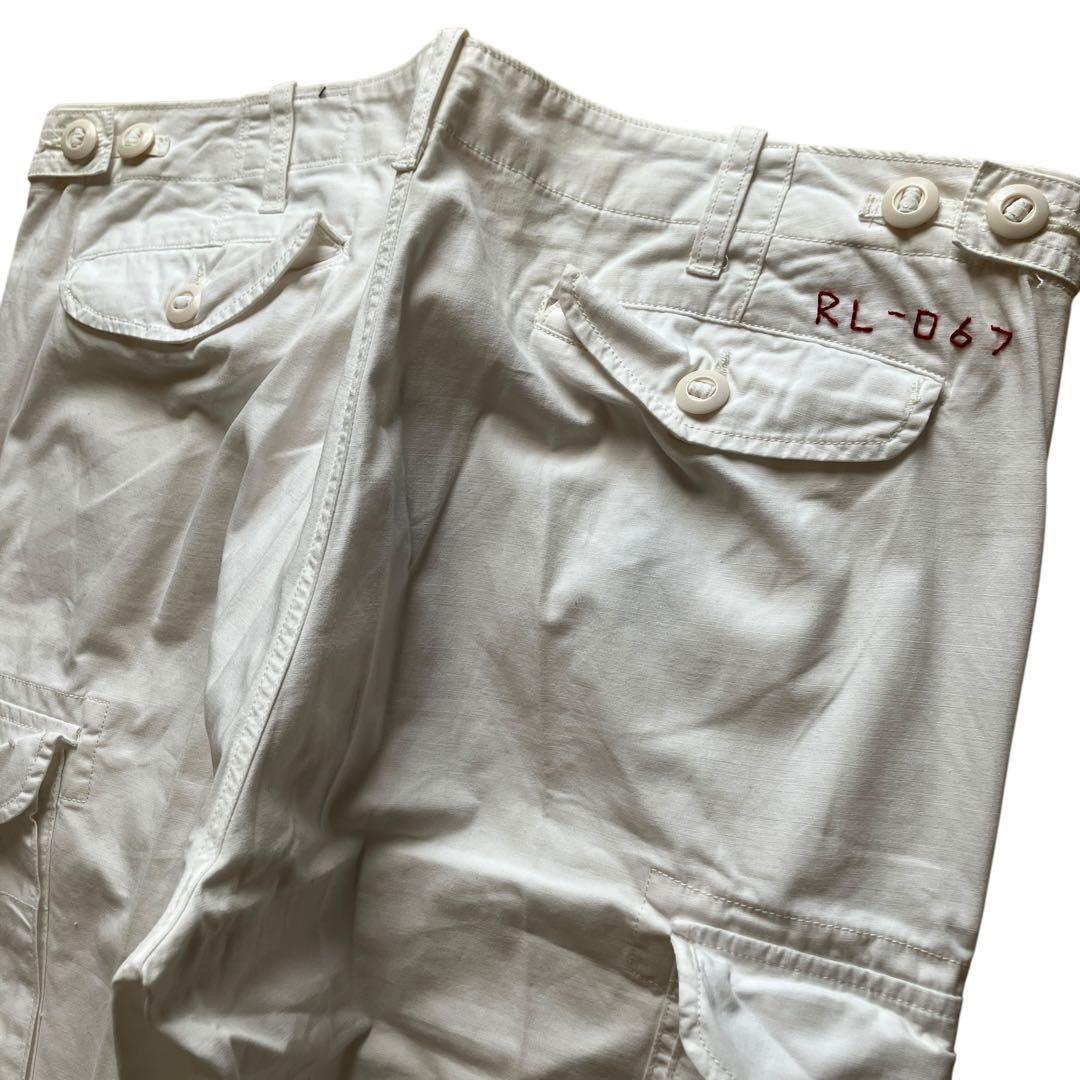 美品00s Ralph Lauren ダブルニー ホワイトミリタリーカーゴパンツ