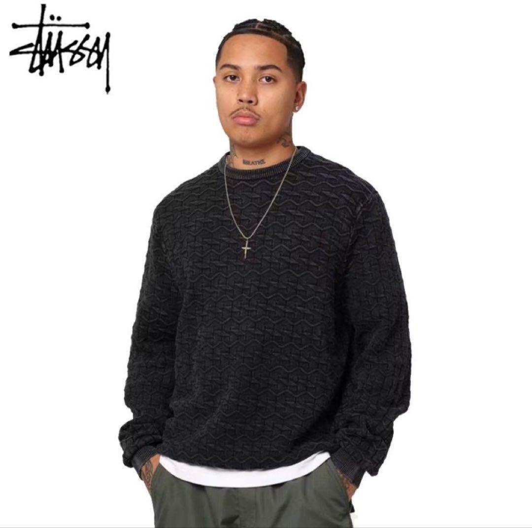 トップス STUSSY 22AW STRAND SWEATER BLACK