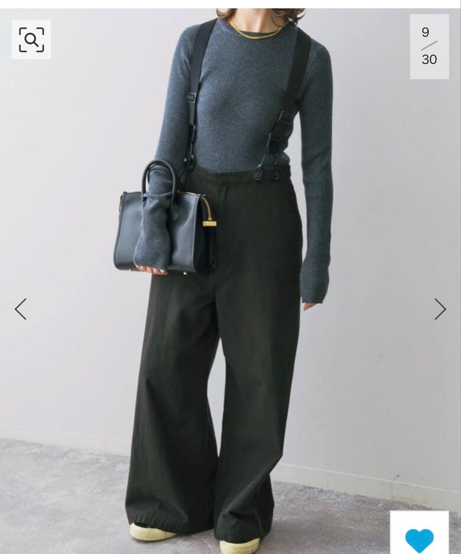 スピックアンドスパン サスペンダー付きワーカーパンツ　ブラック