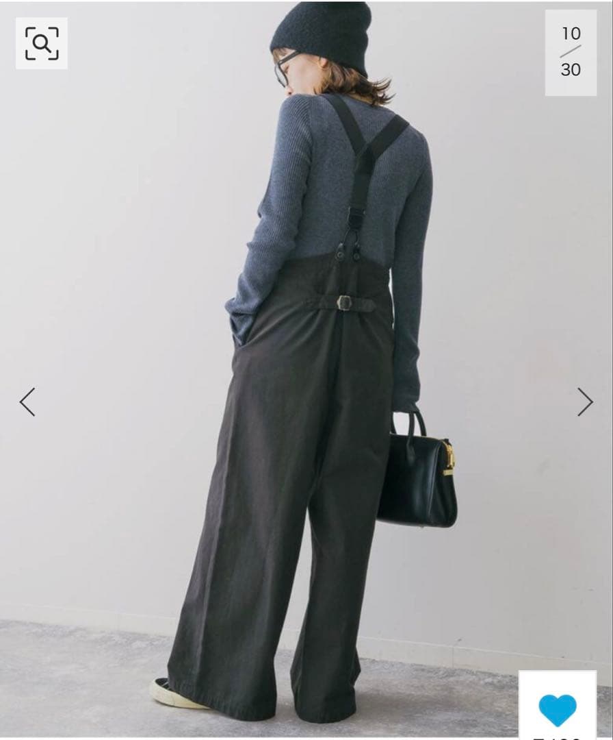 スピックアンドスパン サスペンダー付きワーカーパンツ　ブラック