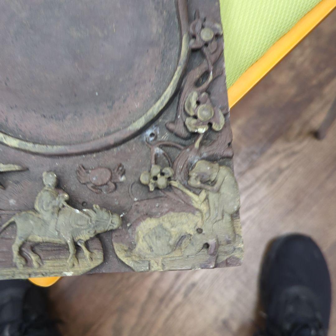 古硯 龍鳳彫刻 唐木彫刻 書道具 アンティーク 骨董品