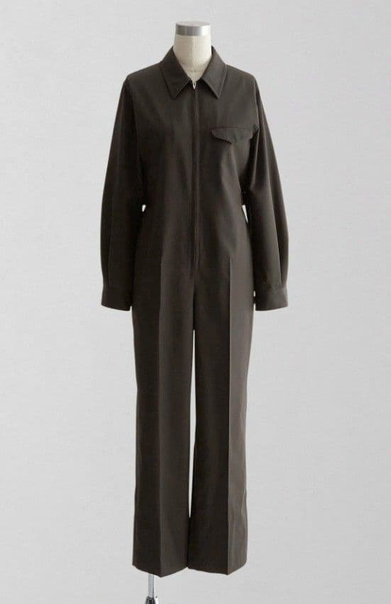 新品タグ付き☆ロエフ LOEFF ウールギャバオールインワン ダークブラウンM