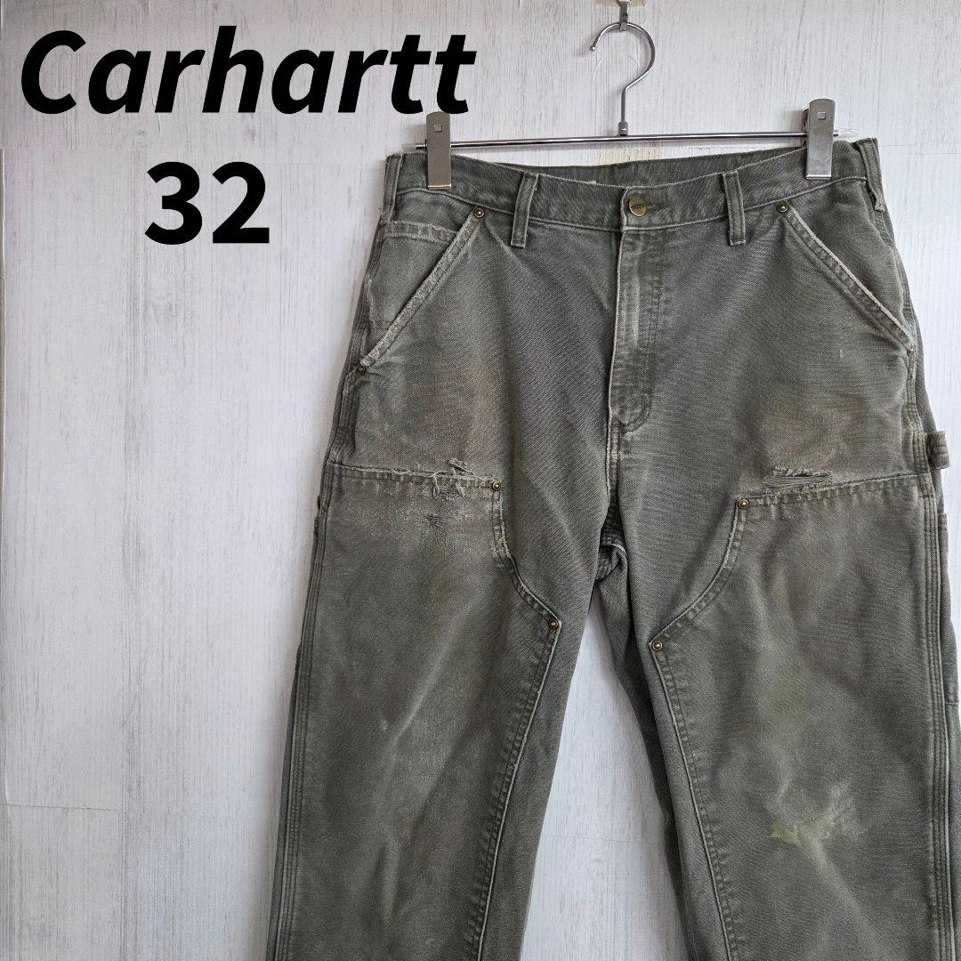 《希少》Carhartt　カーハート　ダブルニー　32×34　カーキー　ダック