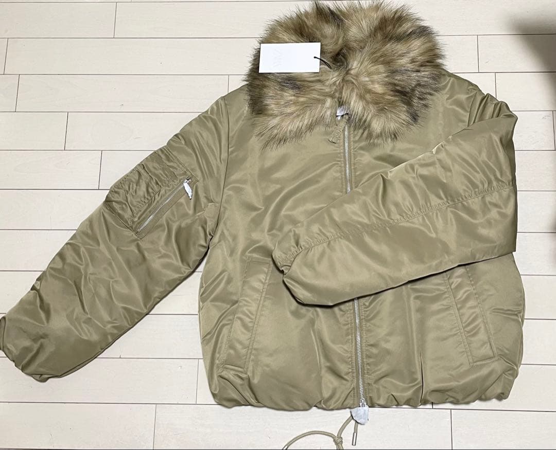 ZARA ZWコレクション フェイクファー襟ボンバージャケット S 新品