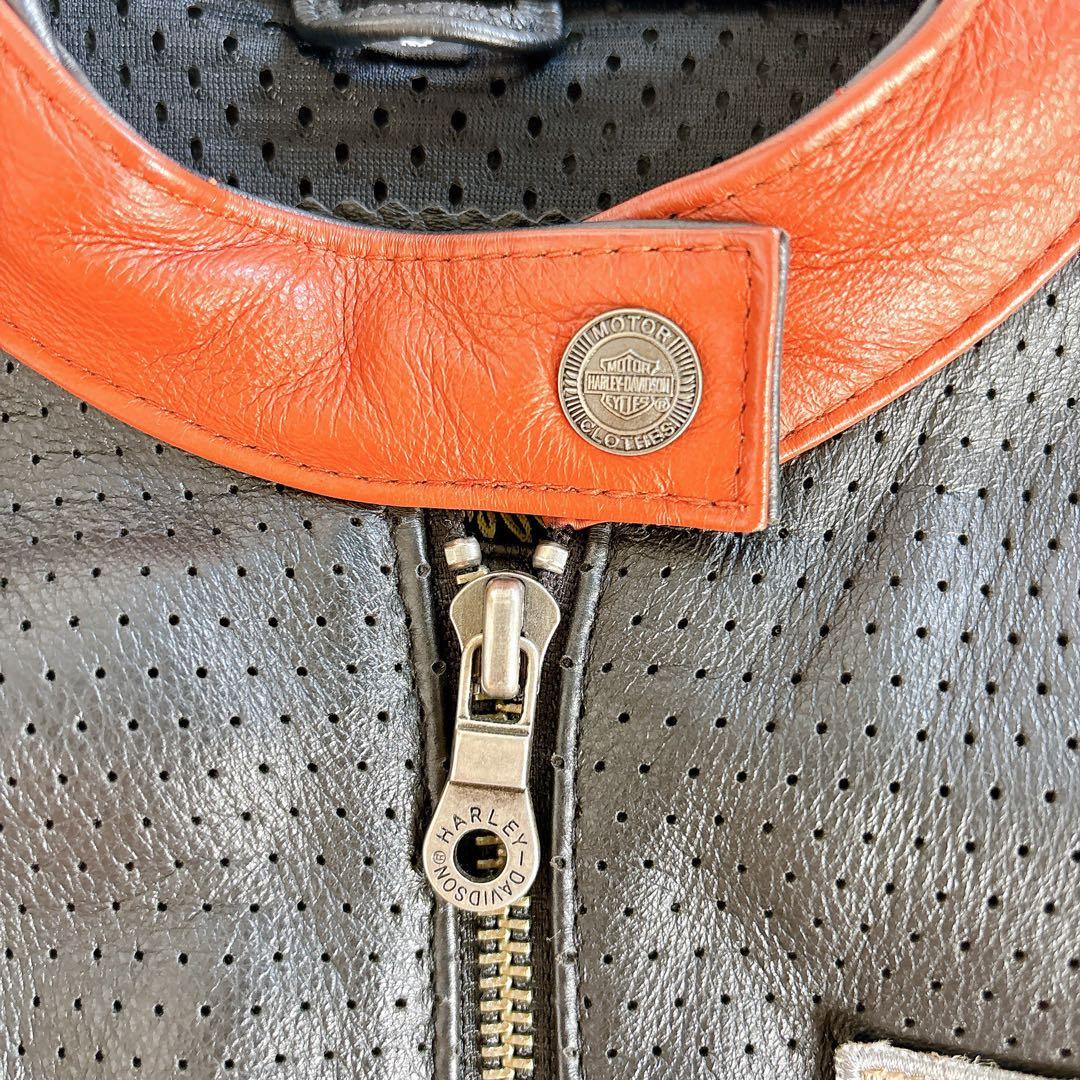 美品　ハーレーダビッドソン　レザージャケット　シングル　バイカラー　ワッペン