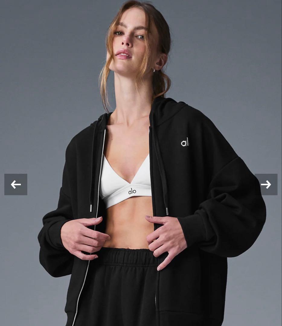 新品未使用Alo yoga 黒 ジップアップパーカーLサイズ