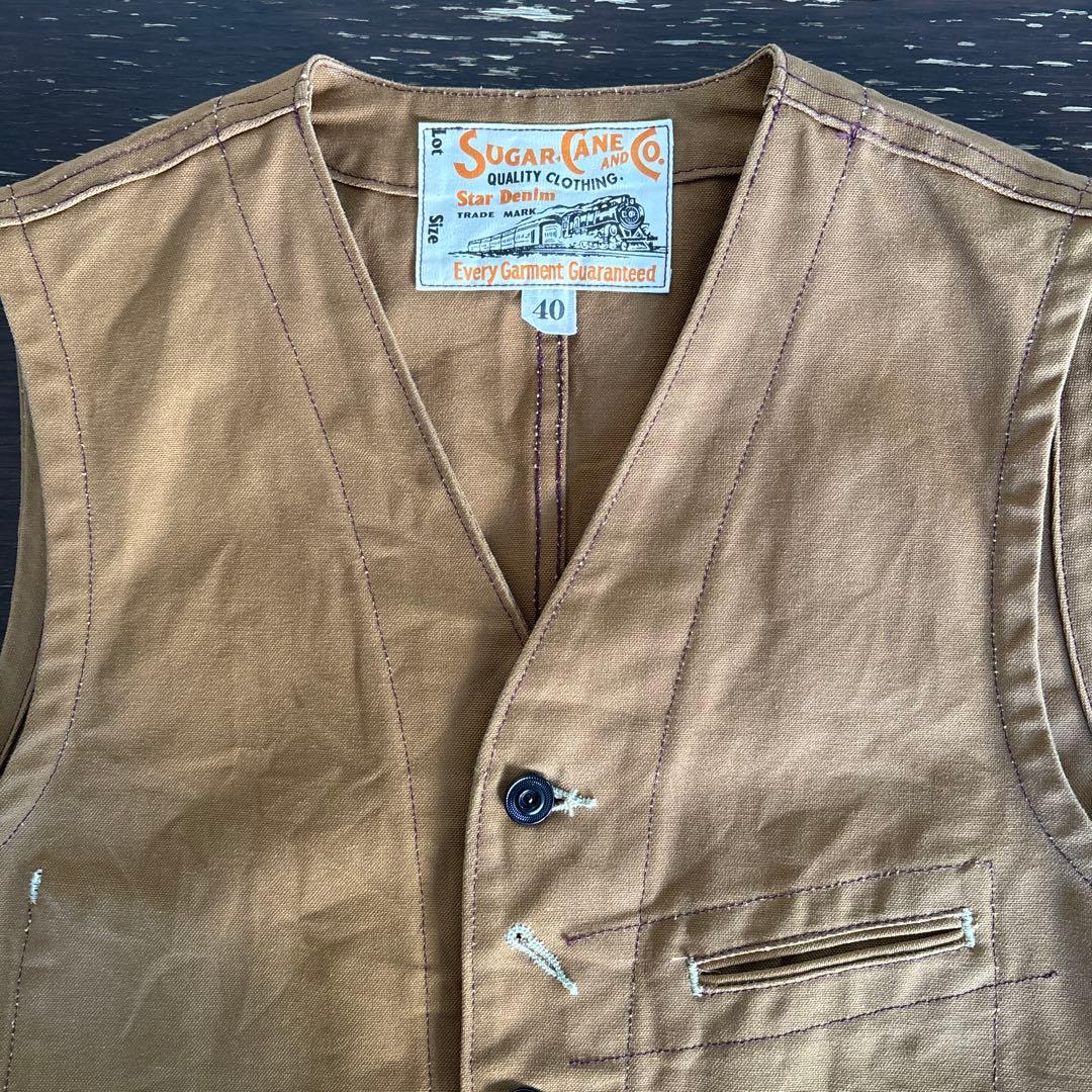 シュガーケーン SUGAR CANE 13oz ブラウンダック ワーク ベスト