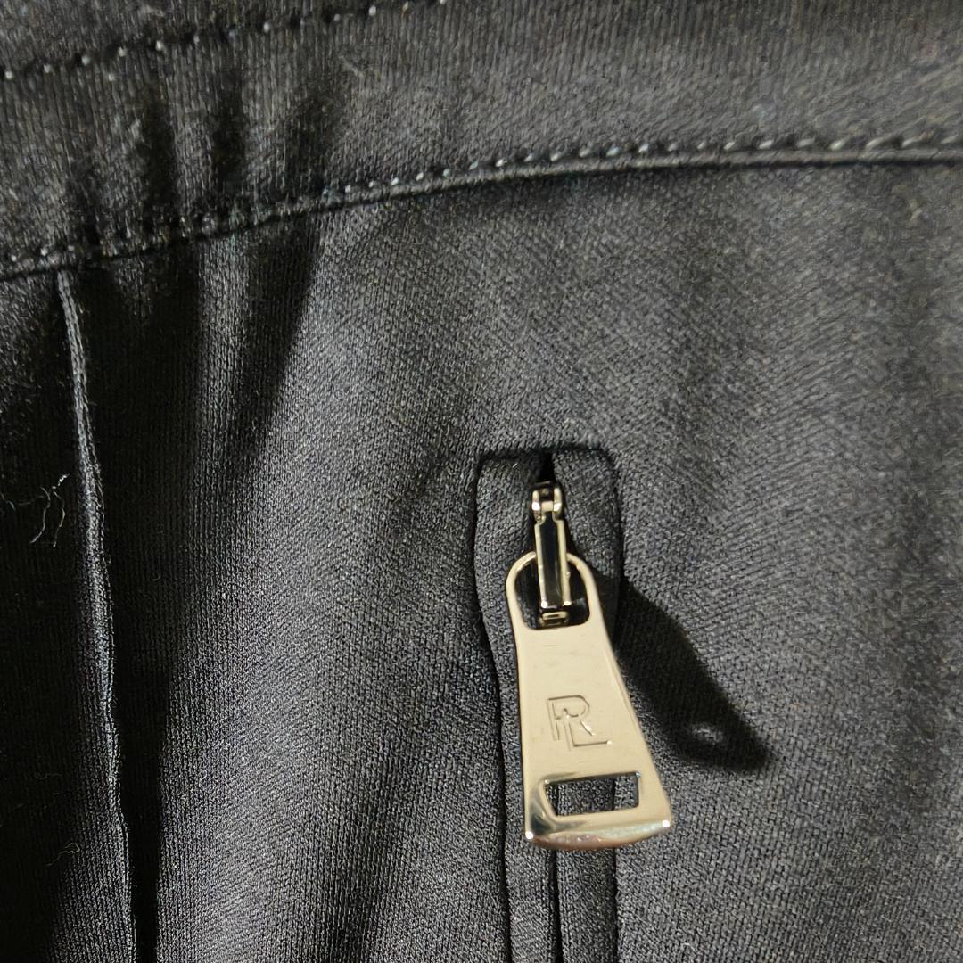 ⑳ ラルフローレンパープルレーベル 伊製 ラムレザー側章 トラックパンツ 黒