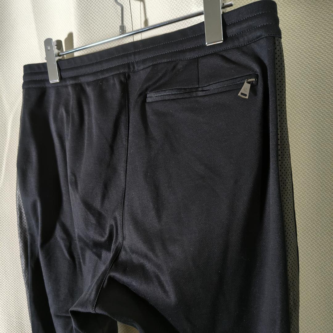 ⑳ ラルフローレンパープルレーベル 伊製 ラムレザー側章 トラックパンツ 黒