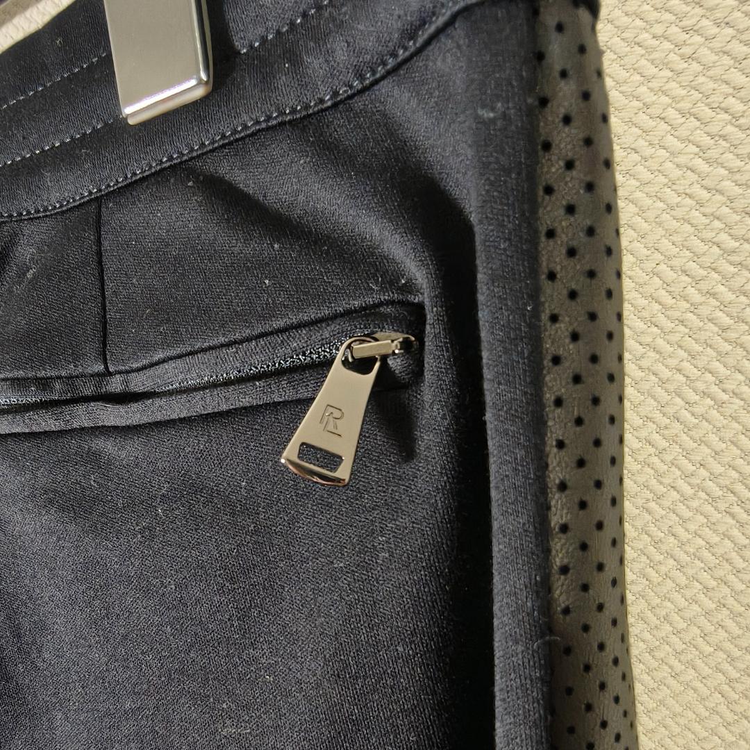 ⑳ ラルフローレンパープルレーベル 伊製 ラムレザー側章 トラックパンツ 黒