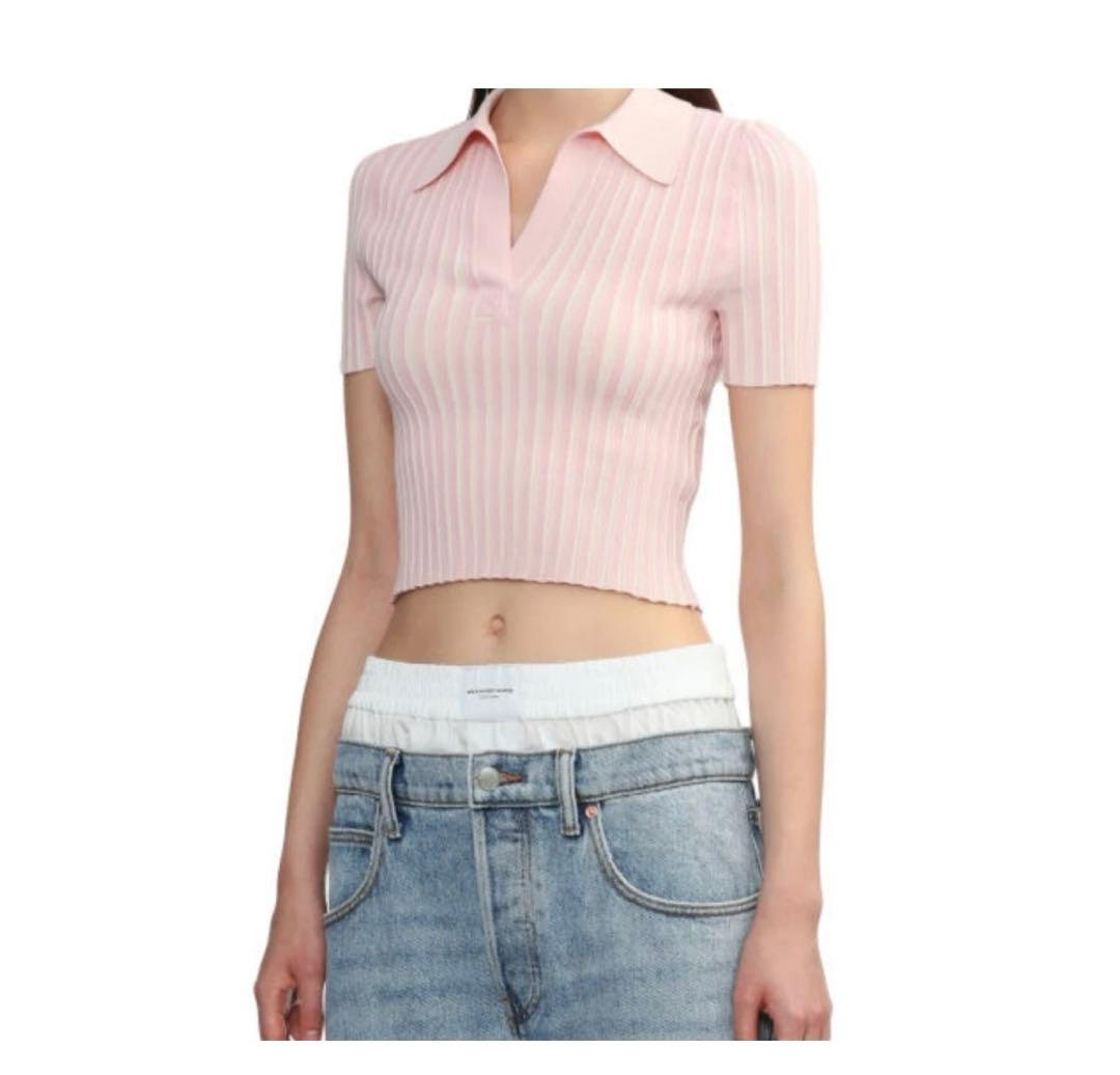 トップス Alexander Wang ribbed-knit Polo Shirt