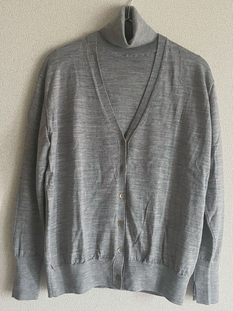 毛玉レスnano・universeニットタートルネックプルオーバーVカーディガン
