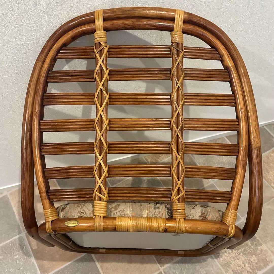 【美品】4脚セット　KAZAMA ラタン製 クッション付き座椅子