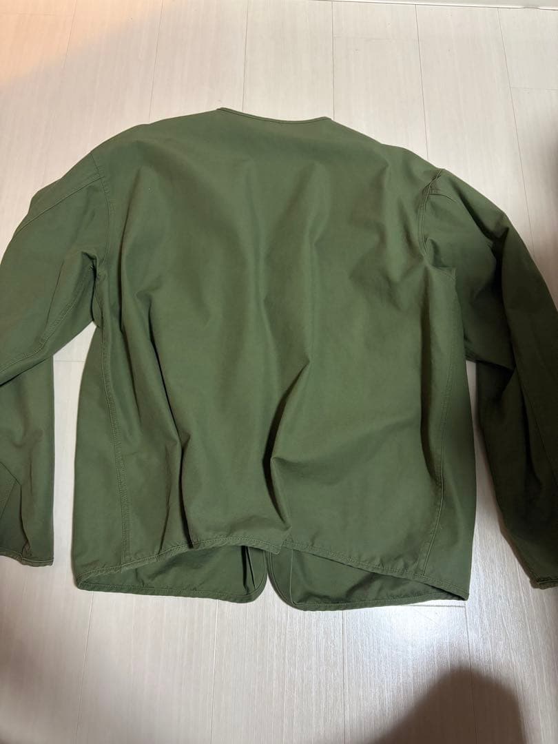 WAX THMノーカラージャケット Lサイズ オリーブ