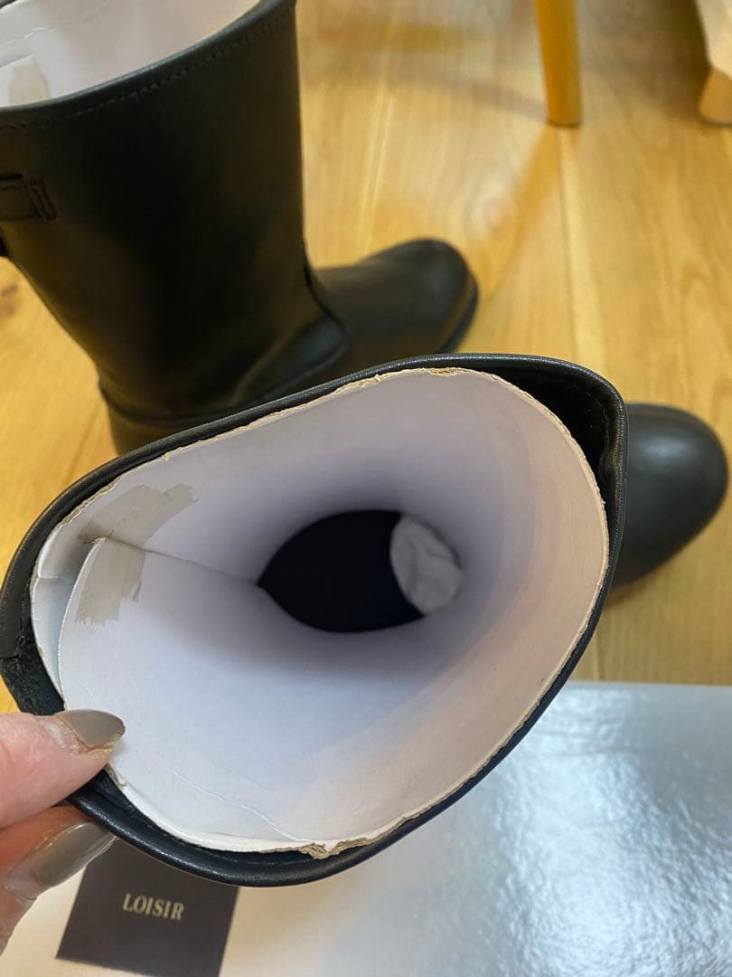 【新品】LOISIR ブラック レザーブーツ　Mサイズ　23.5-24.0