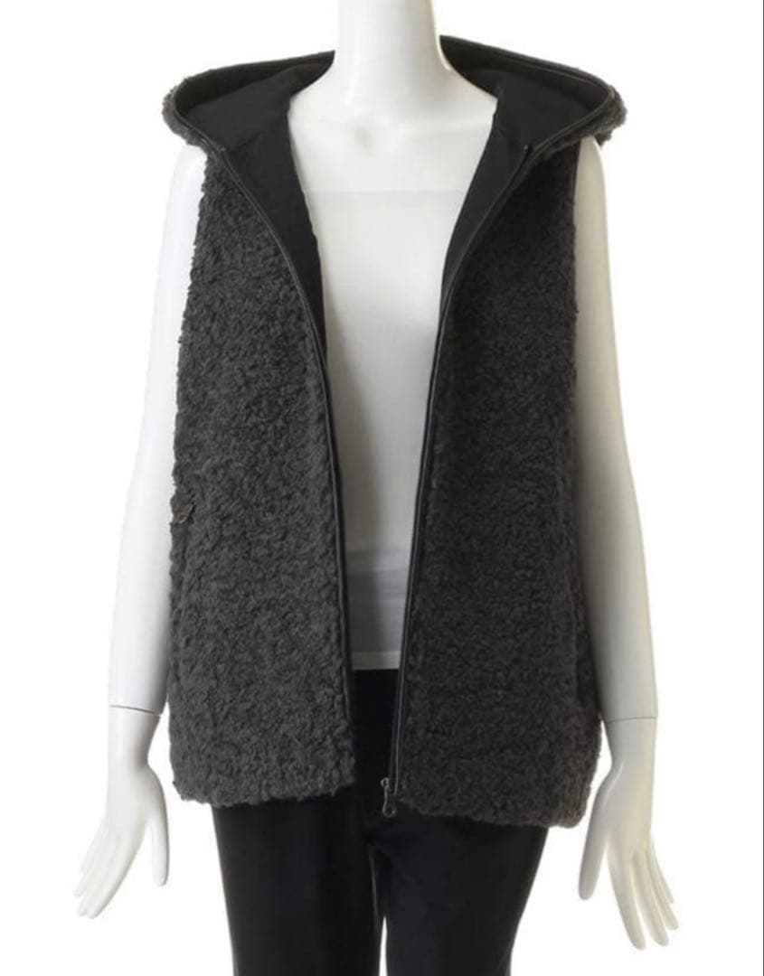 専用 完売 新品 three dots プードルボア フーディー ベスト