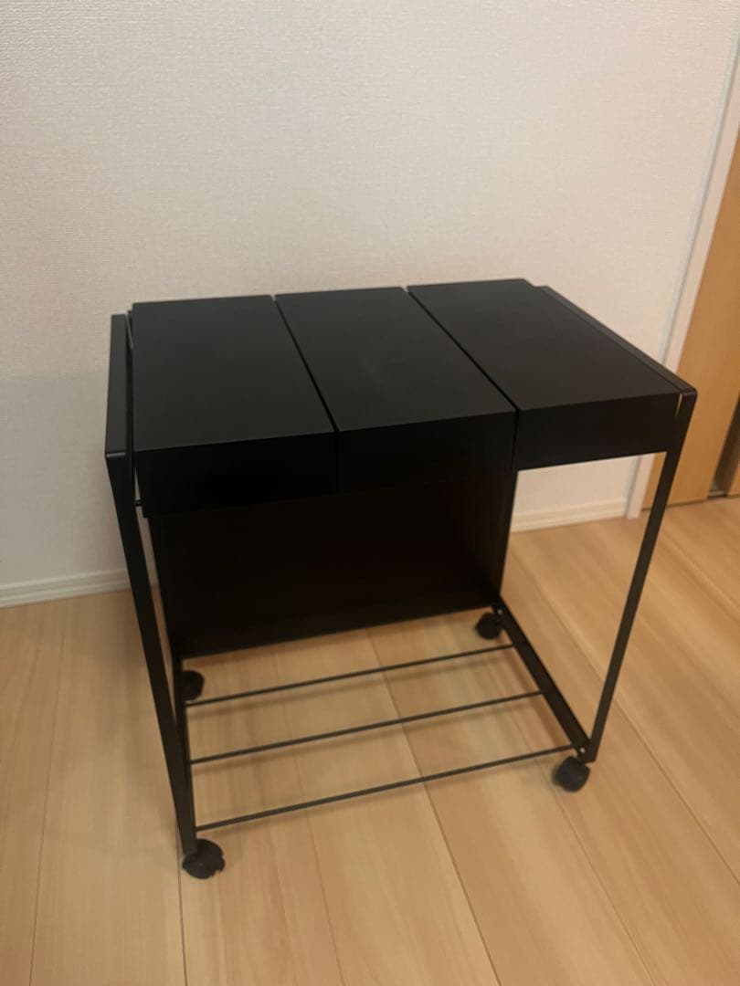 山崎実業 Tower・タワー 目隠し蓋付き 3分別ダストワゴン 黒