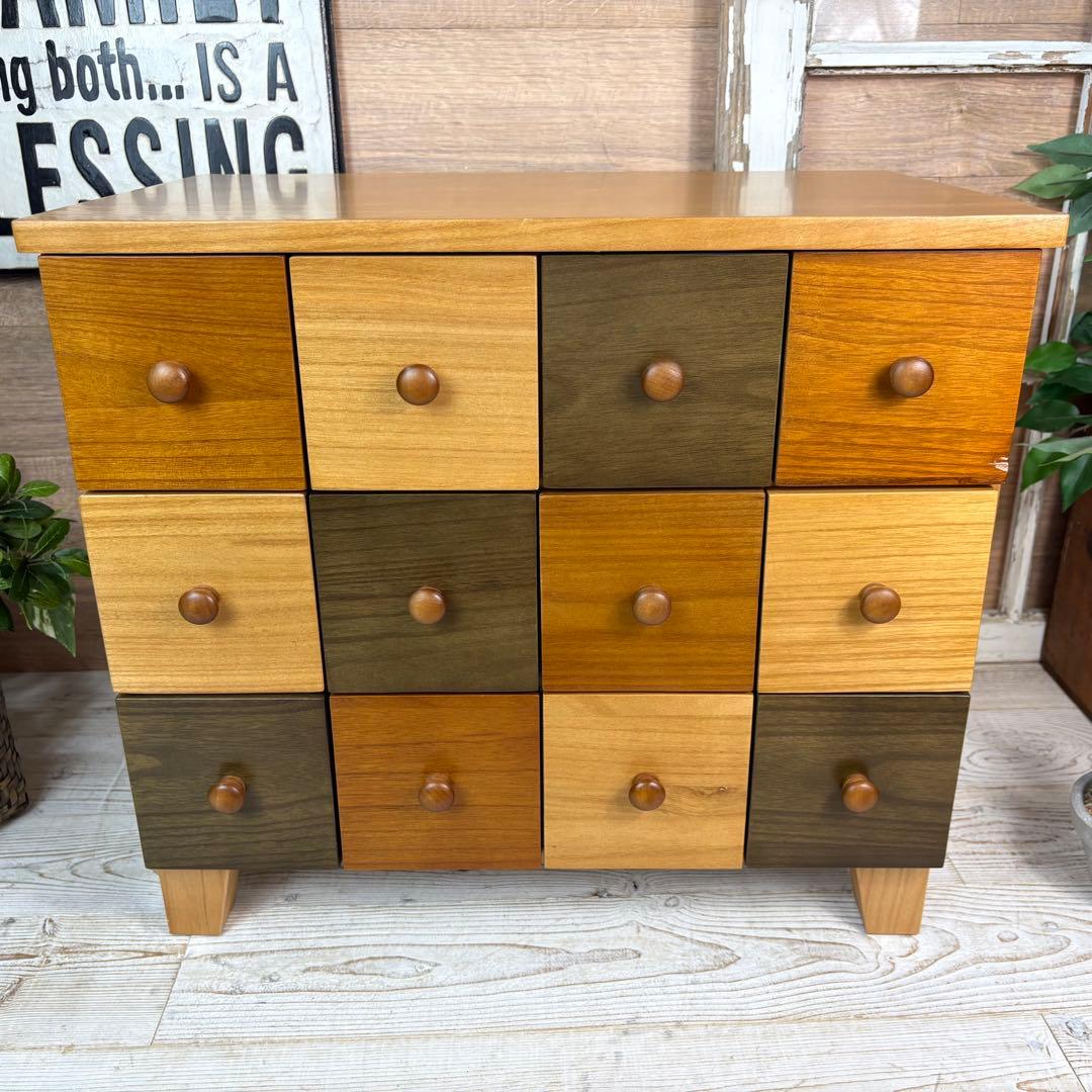 訳あり品【122】ナチュラルウッド多引き出し収納チェストインテリア木製タンス桐材