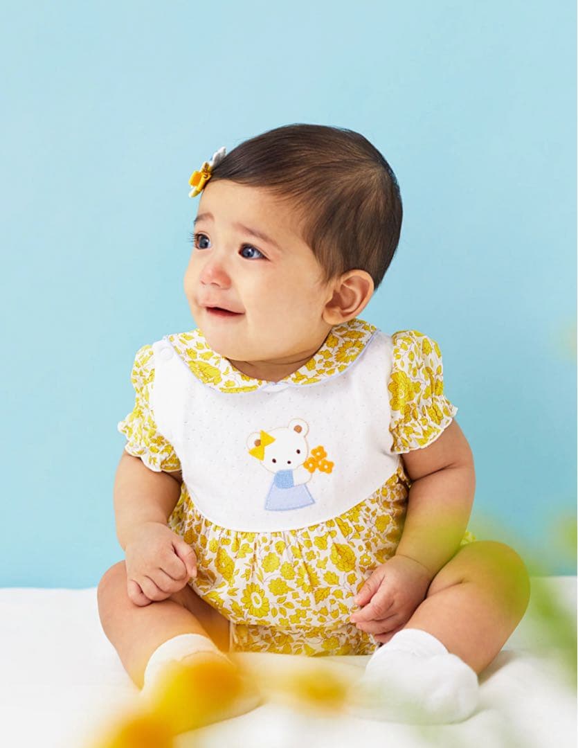 ファミリア　新作　セーラー衿　リバティ　袖付きロンパス　ロンパース　現行品　クマ