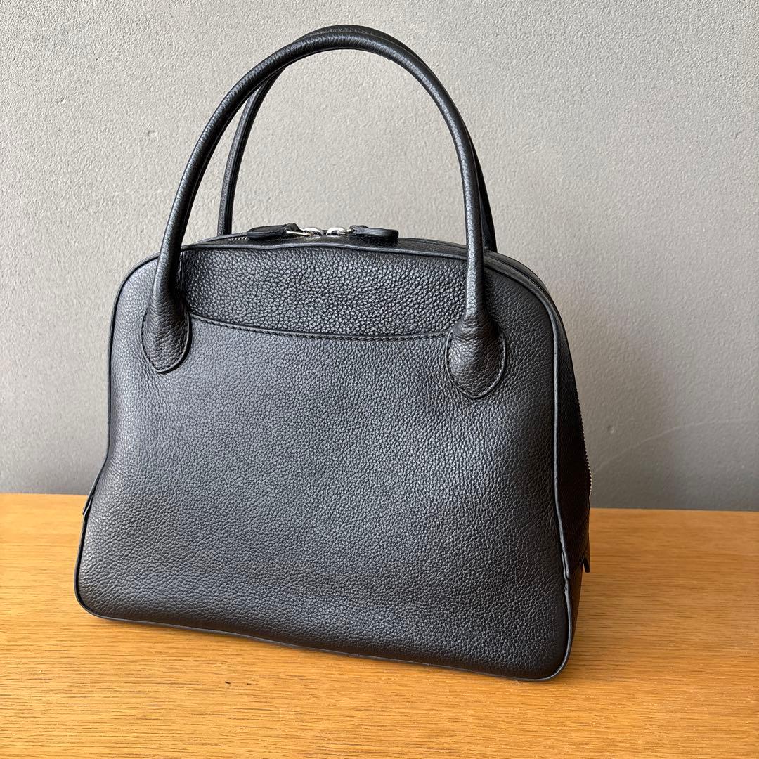メゾンカナウ　ラウンドボストン　ハンドバッグ　レザー　黒