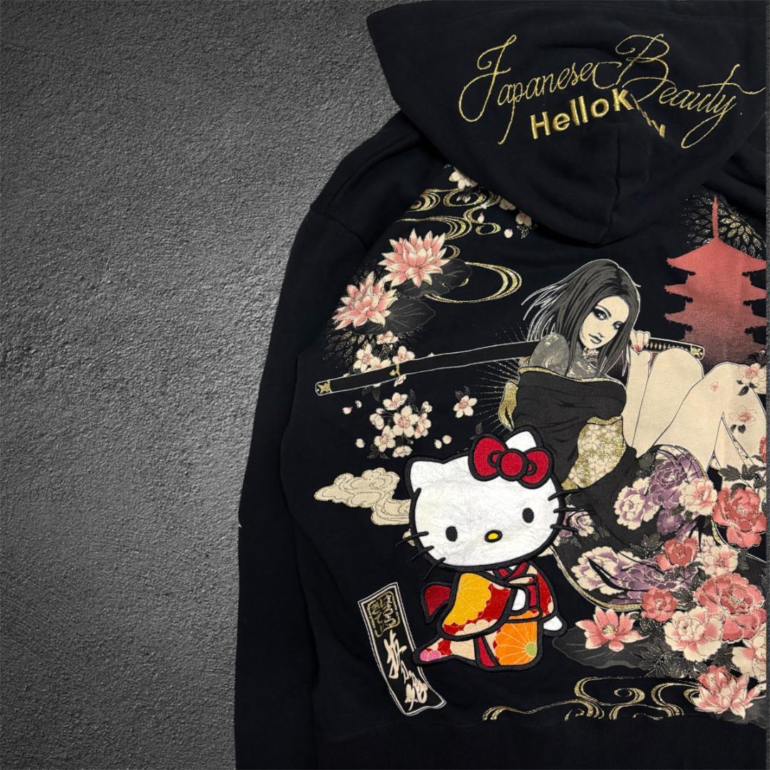 抜刀娘×ハローキティ 和柄 パーカー M 新品タグ付 希少デッドストック　花柄