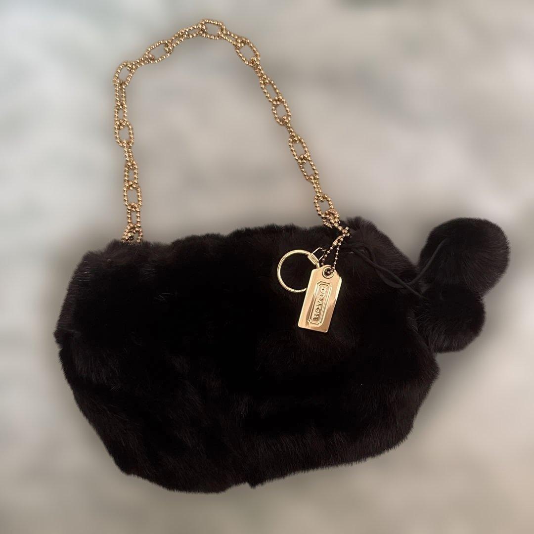 【美品】COACH ミンク　ファーミニバッグ