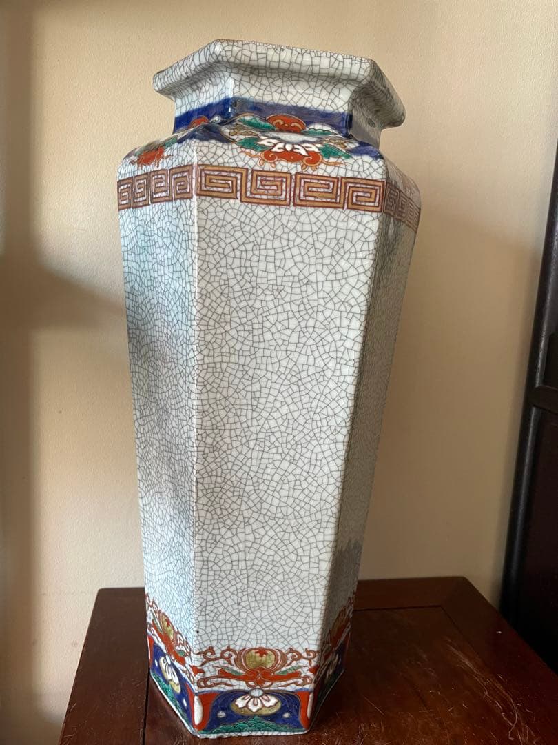 江戸伊万里花瓶 中国明代哥窯花瓶 古董品 唐物 古美術 八角花瓶