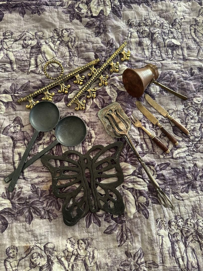 アンティーク　ベルプル　ピューター　スプーン　ケーキサーバー