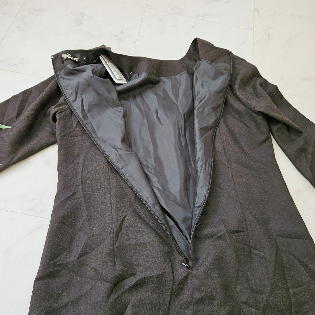 【新品タグ付】Pagong パゴン　尾形光琳 ビエラワンピース長袖　燕子花/黒紅