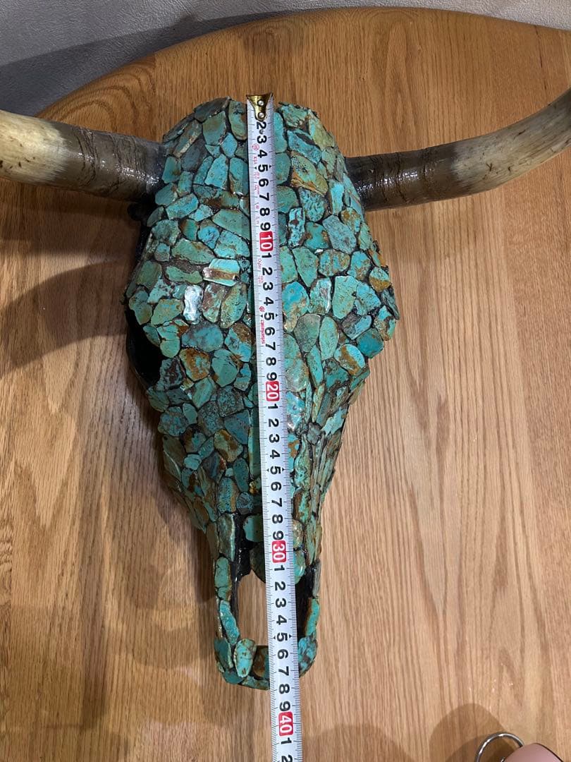 ネイティブアメリカターコイズ装飾牛の頭部オブジェ❣️ショートタイムセール