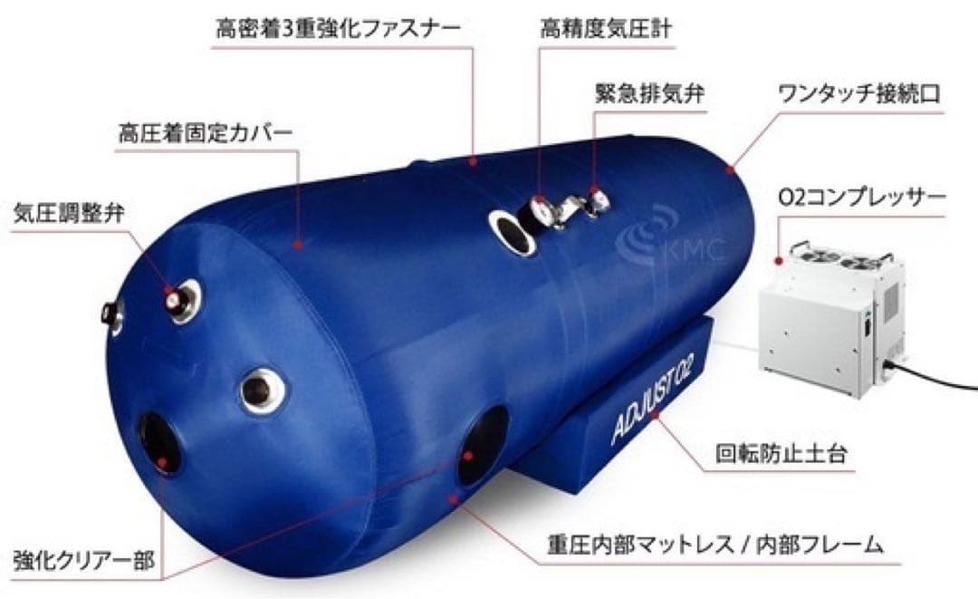 ADJUSTO2【新基準1.35気圧 】ソフト一体型・静音モデル/酸素カプセル