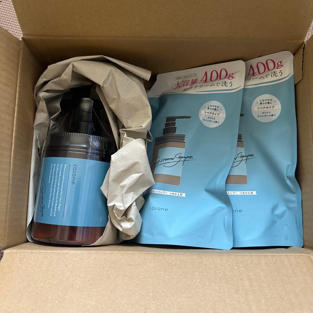 cocone シャンプー ポンプ式、詰め替え2個セット