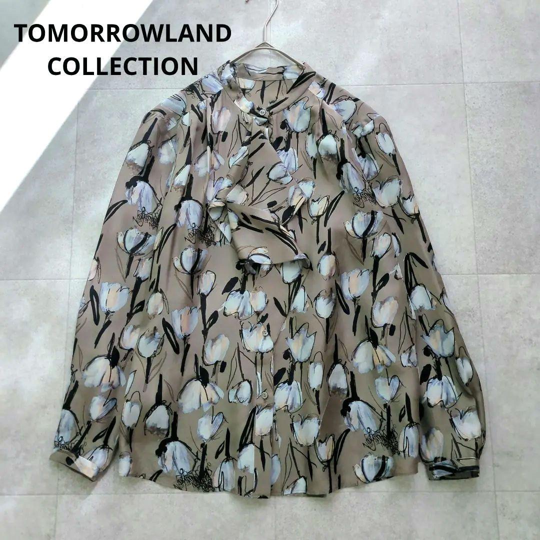 美品✨ トゥモローランドコレクション シルク100% ブラウス ボウタイ 花柄