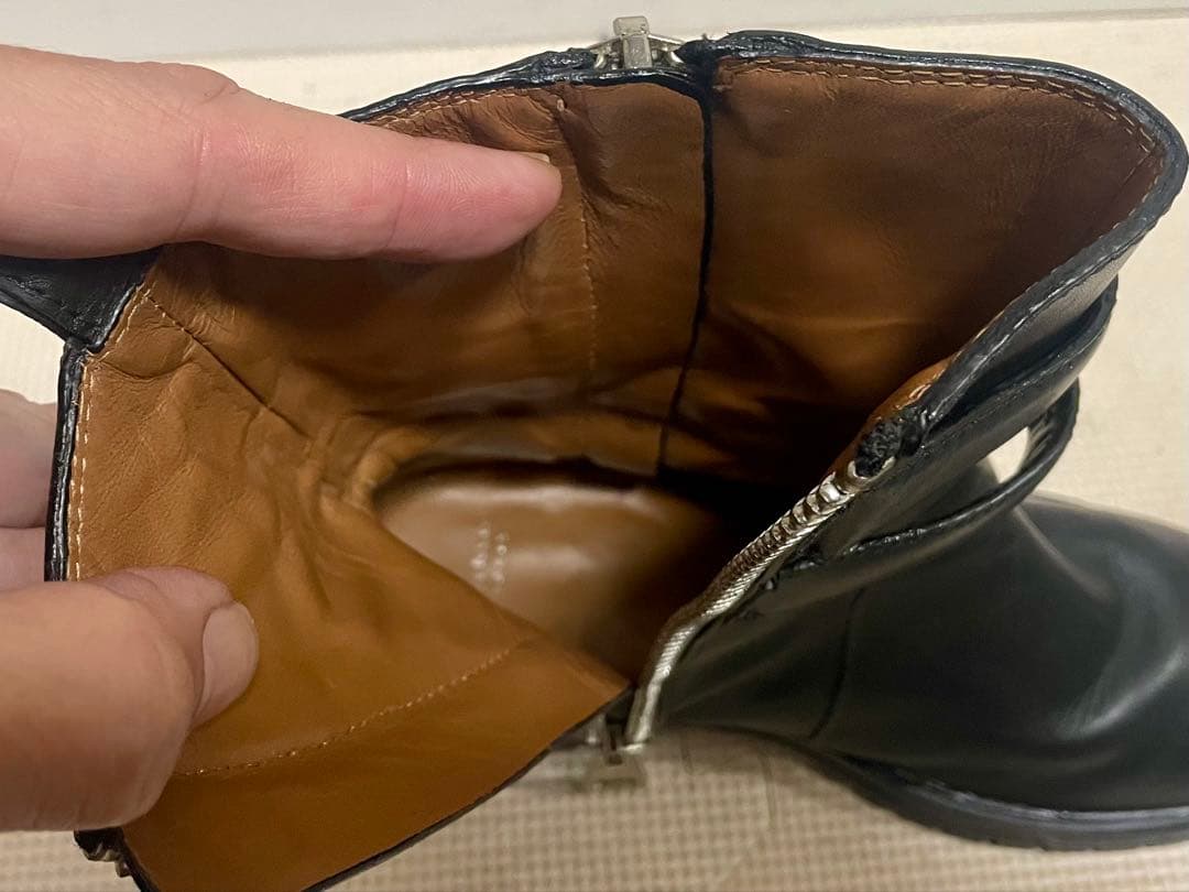 イタリア製GIVENCHYジバンシーWベルトジッパーブーツ35レザー黒